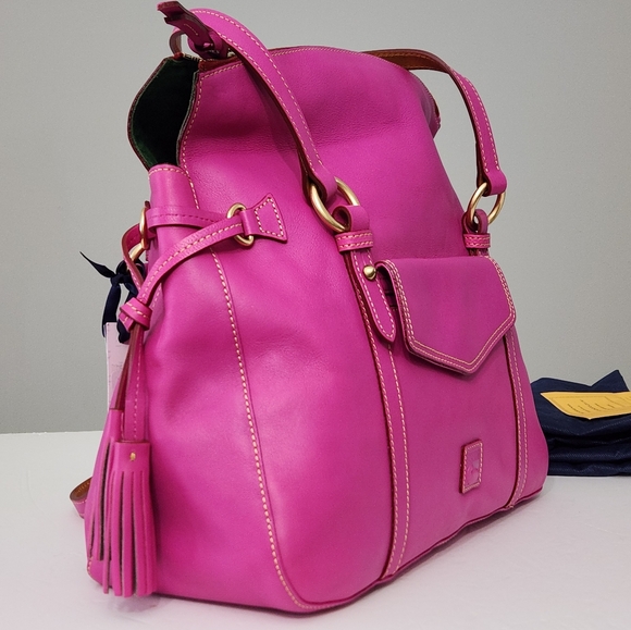NWT RARE DOONEY & BOURKE SMITH FLORENTINE LEATHER BAG IN VIOLET PINK - Picture 3 of 12